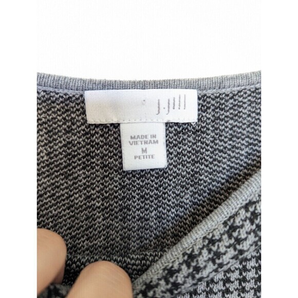 J JILL Sweater Dress Womens Size Petite M Gray Black Houndstooth Academia - Picture 6 of 10